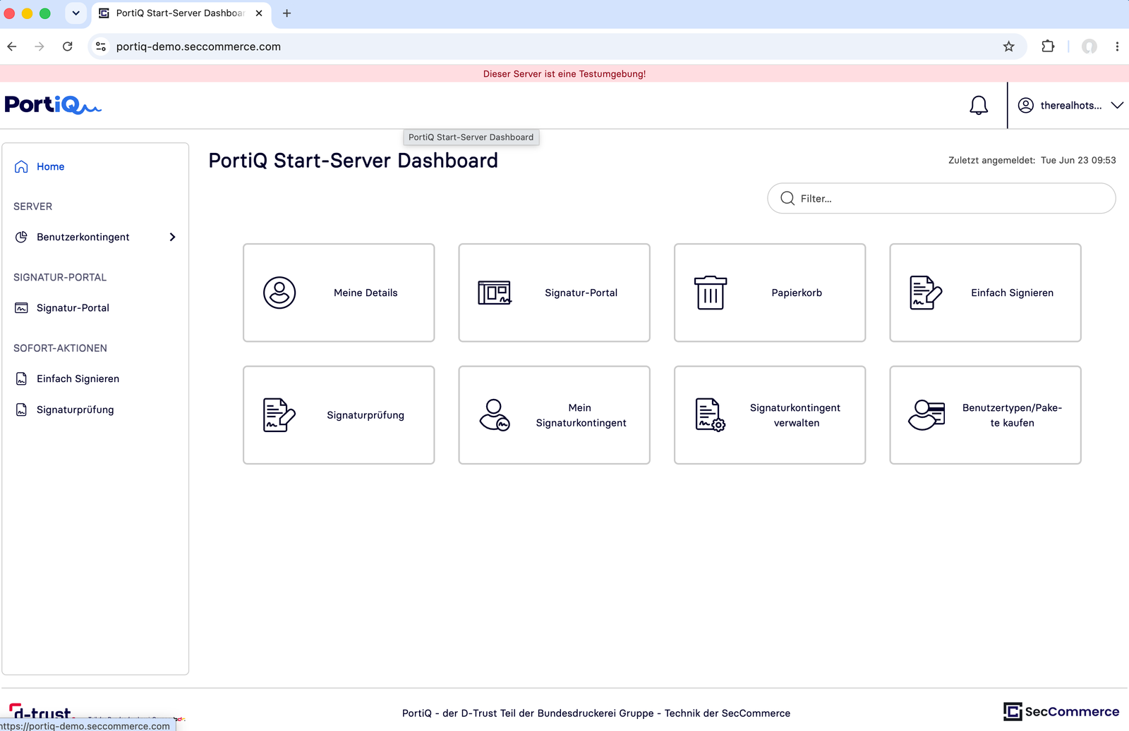 Das PortiQ-Dashboard